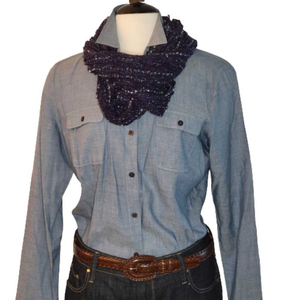 Simply Vera, Vera Wang Navy Blue With Multi Colored Threads and Sparkles Scarf